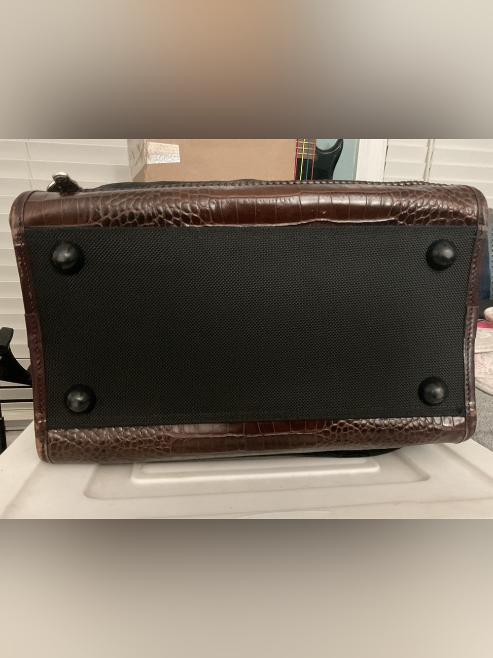 RARE Brighton Croc Embossed Travel Vanity Train Case Weekender COMPLETE - Picture 6 of 16